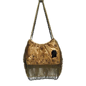 Vintage Lovely N.Y. Formal Gold Beaded Evening Clutch Snap Closure Purse NWT